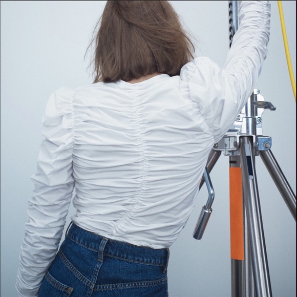 Zara white ruched poplin top - Picture 6 of 10